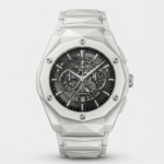 Diamond Cut Hublo Style White Chronograph Watch | Luxury Men's Watch